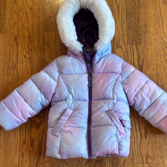 Sonzu Purple and White Puffer Fleece Lined Jacket with Hood - Picture 1 of 10